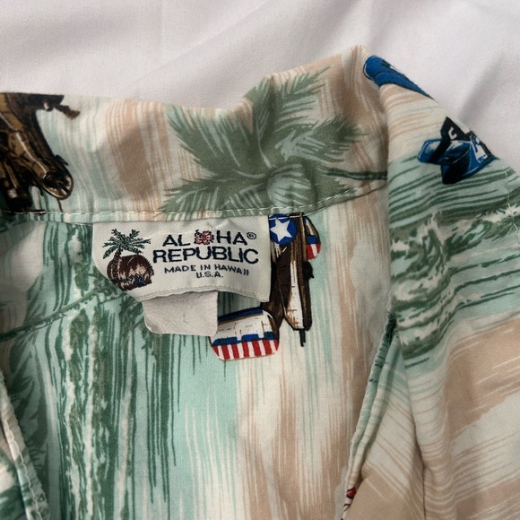 Hawaiian Shirt Vintage Aloha Republic Mens Airplanes Floral L Made In Hawaii - Picture 3 of 8